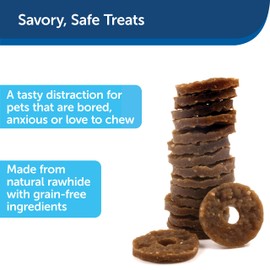 PetSafe Natural Rawhide Rings – Dog Toy Treat Ring Refills for Busy Buddy Dog Toys – Original Flavor – Small, Size A – 16 Rings