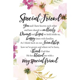 DEXSA Special Friend Wood Plaque with Inspiring Quotes 6"x9" - Elegant Vertical Frame Wall & Tabletop Decoration | Easel & Hanging Hook | Christian Family Religious Home Decor Saying | Made in the USA