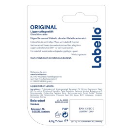 Labello Original Lip Balms - Pack of 6 (6 x 4.8 g), Naturally Beautiful Lips