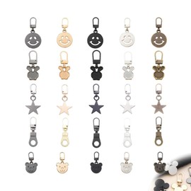 LWLWA Alloy Zip Puller, Pack of 25 Zip Pendants, 5 Styles and Colours, Zip Easy to Disassemble, Suitable for Jackets, Boots, Backpacks, Luggage