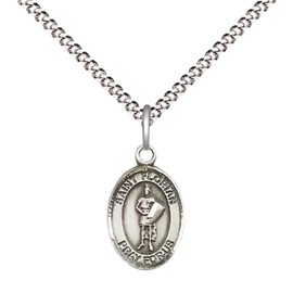 Women's .925 Sterling Silver Saint Florian Medal Pendant on 18 Inch Rhodium Plated Lite Curb Brass Chain with Lobster Claw Clasp, Catholic Religious Necklace - Made in USA- Velvet Gift Box