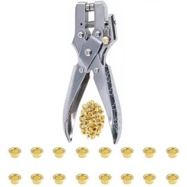 Thsgivingstore 100PCS Eyelets/Grommets Tool Kits with 3/16 Inch Eyelet Hole Punch Pliers,Met