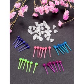 Jenxnjsjo Clear Plastic Silicone Rubber Invisible Post Ball Stud Earrings Hole Saver Piercing Retainers Medical Grade for Women Men Sensitive Ears Sports Surgery Work