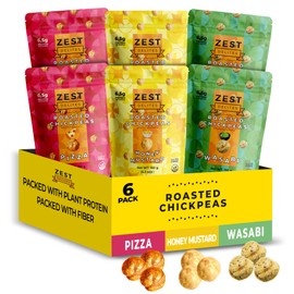 Roasted Chickpeas by Zest Delites, Chickpea Snacks, Dried Chick Peas, Healthy Snacks for Adults, Plant Protein Snacks, Pizza, Honey Mustard, Wasabi Flavors, Dry Roasted Chickpea