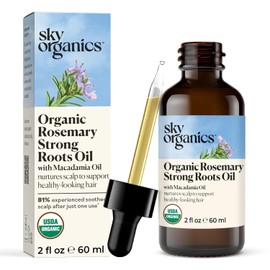 Sky Organics - Aceite De Romero Orgánico Con Raíces Fuertes - Suero Para El Crecimiento Del Cabello Con Macadamia, Jojoba Y Aceites Esenciales Para Cuero Cabelludo - Belleza Natural Y Cuid