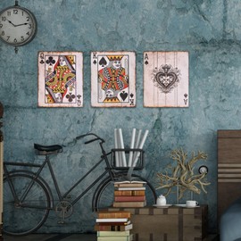 Zoyiancy Cartel clásico para decoración de pared de póquer, cartas, impresión en lona, arte de pared para sala de ajedrez, hogar, cafetería, pub, bar, tienda (3 piezas, sin marco, 10 x 8 pulgadas)