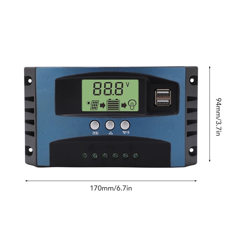 Solar Charge Controller 12V 24V Intelligent Identification MPPT Charging LCD
