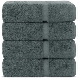 Chakir Turkish Linens | Hotel & Spa Quality 100% Cotton Premium Turkish Towels | Soft & Absorbent (4-Piece Bath Towels, Dark Gray)