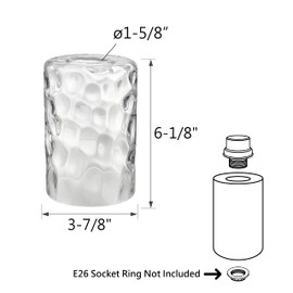 Aspen Creative 23529-63-1, Clear Hammered Glass Shade For Lighting Fixture/Vanity Light/Wall Light/Pendant, Size: 3-7/8" D x 6-1/8" H, 1 Pack