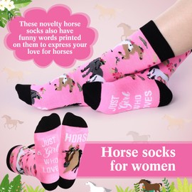 Croknit 8 Pairs Horse Lovers Gifts Horse Socks Just a Girl Who Loves Horses Novelty Casual Socks for Cowgirl Equestrian Derby