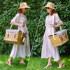 Wicker Picnic Basket for 2 with Detachable Table, Elasticated Wine