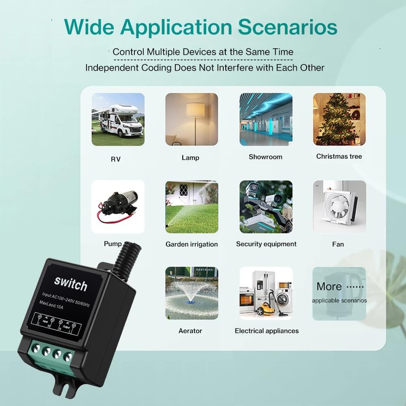 SRDKG 220v Remote Control Switch,Mini 220 Volt Wireless Remote Switch,ac