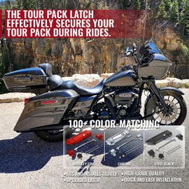Mats-Csrewy Tour Pack Latches Hinges Fit for Harley Touring Razor Chopped King Pak Road King Road Glide Street Glide Electra Glide 2014-2026 Vivid Black