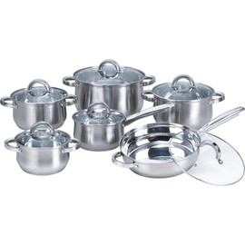 12-Piece Stainless Steel Cookware Sets with Glass Lid