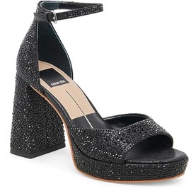 DOLCE VITA Women's PANDRO Crystal Heeled Sandal, Black, 8.5