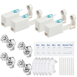 24 Pcs Self Ear Piercing Gun Kits - 24pcs/Set Painless Disposable Sterile Gun with Hypoallergenic Studs,at Home Safety Ear Piercing Gun Kit Tool (White cz 3mm 251)