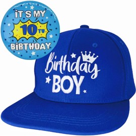 ZomefinKiu 10th Birthday Boy, 10th Birthday Hat for Boys, Happy 10th Birthday Badge Button for Boys, 10 Year Old Boy Birthday Party Favor, 10th Birthday Decorations for Him, 10 Yr Old Birthday Outfit