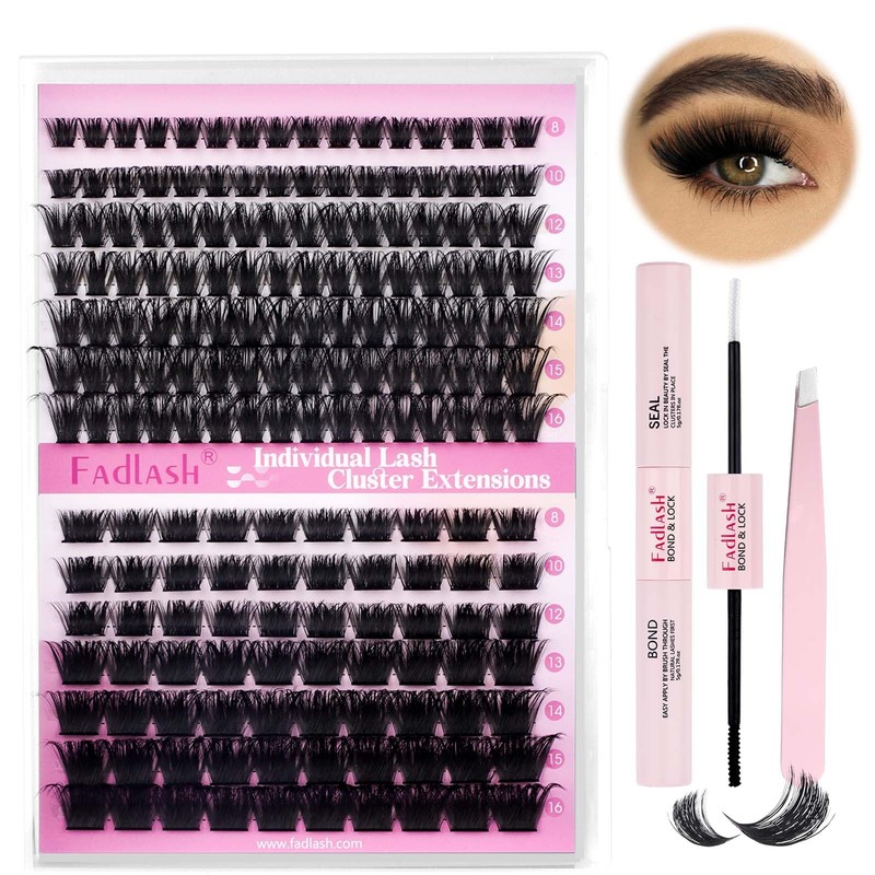 Fadlash Individual Eyelashes Cluster Lashes Kit 0.07 D Curl 8-16mm