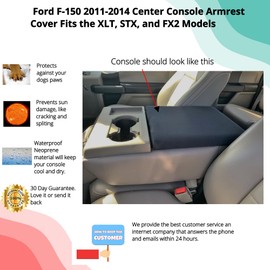 Auto Console Covers- Fits The 2011-2015 Ford F-150 XLT, STX, and FX2 Center Console Armrest Cover Waterproof Neoprene Fabric. (Brown)