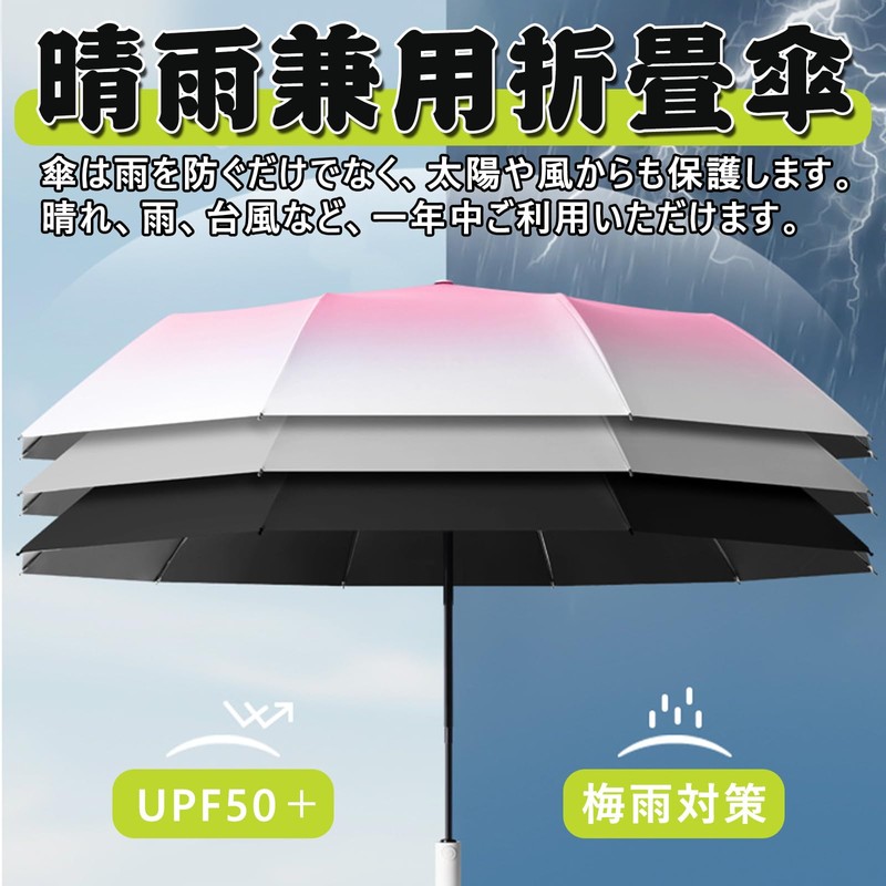 Folding Umbrella, One-Touch Automatic Opening/Closing Umbrella, 100% UV Protection, Light