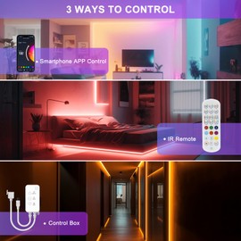 OULARA Controller Dimmer for RGB COB LED Strip Light, with App, Music Sync and IR Remote Control for Upgrading 4 Pin 10 mm LED Strip Light to Bluetooth/2.4G Wi-Fi Connection