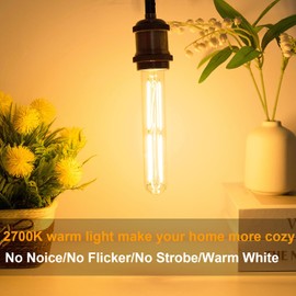 7.3 Inch T10 LED Bulb 6W (Equal 60W), Jacqueny 2PCS Dimmable Clear T10 LED E26 High Output 2700K Warm White, No-Flicker Edison T30/T10 Tubular Light Bulb 600LM, Long Lifetime For Wall Sconces, Pendant