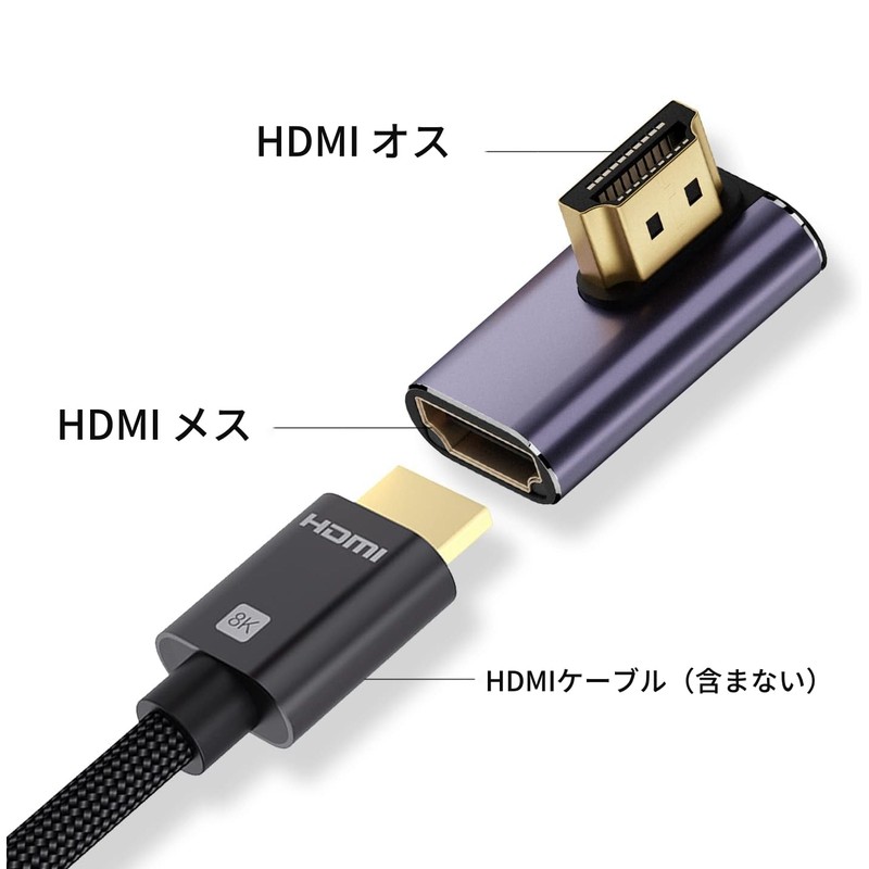 YFFSFDC HDMI to HDMI Adapter L-Shaped 【2-Piece Set】L-Shaped HDMI Male
