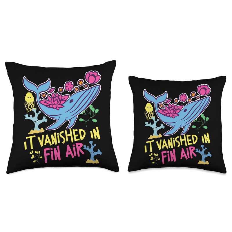 Whale: It Vanished In Fin Air Throw Pillow