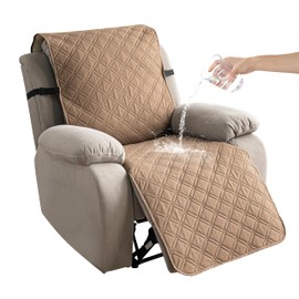 YUEANG 23.6'' Recliner Chair Covers 100% Waterproof Recliner Cover,Non-Slip Recliner Chair Cover Sofa Slipcover,Washable Couch with Elastic Straps Protector for Kids, Dogs, Pets Camel