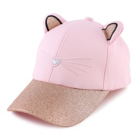 MniJiza Children's Hat Girls Summer Sun Hat for Girls Cat Floral Butterflies Baby Hat, Pink cat, Ages 4 - 8