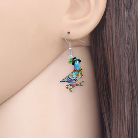 YINYA Acrylic Cute Christmas Pigeon Earrings Birds Animals Dangle Jewelry Gifts for Women Holiday Charms Party Favors Accessories (Sky)