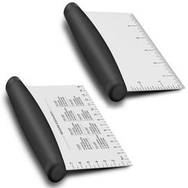 Joyfair Dough Scraper, Pack of 2 Stainless Steel Dough Card Dough Spatula with ABS Plastic Handle, Dough Cutter with Scale Measuring for Cakes, Pizza, Bread and Vegetables, Easy to Cut and Dishwasher