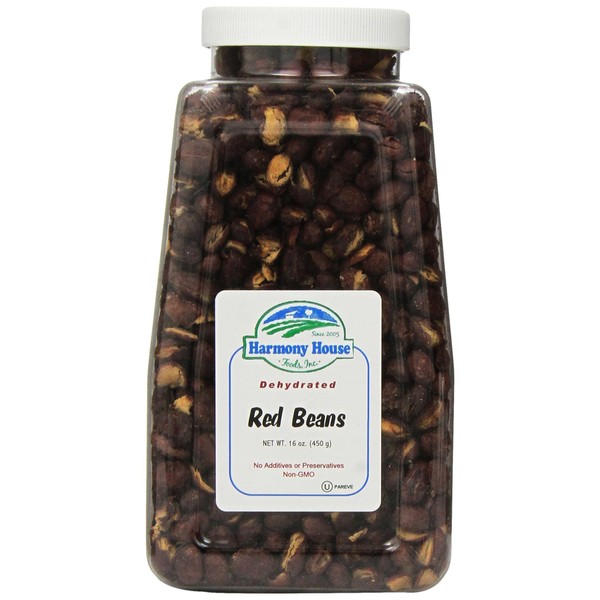 Harmony House Foods TRUE Dehydrated Red Beans -- Easy Cook (16 oz, Quart Size Jar)