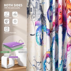 Colorful Nautical Octopus Shower Curtain Funny Ocean Kraken Shower Curtains for Bathroom Anchor Coastal Map Waterproof Fabric Shower Curtain Set Cool Octopus Bathroom Decor with Hooks, 72" x 72"