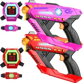 CheerCrew Toy Gun Set of 2, Rechargeable + 360° Sensors + LCDs + Real-time SYNC, Family Games Indoor Outdoor Game for Kids Toy Gifts for Boys Girls Age 8-12 Years Old Teen Gifts Ages 8+ Year Old