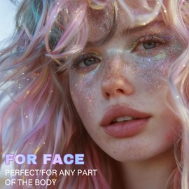 Roll-on Holographic Glitter Gel for Face and Body, Color Changing Body Glitter Stick Shimmer Makeup for Stage Festival Rave Accessories, Easy Application & Removal, 1.76 oz, Mermaid #1