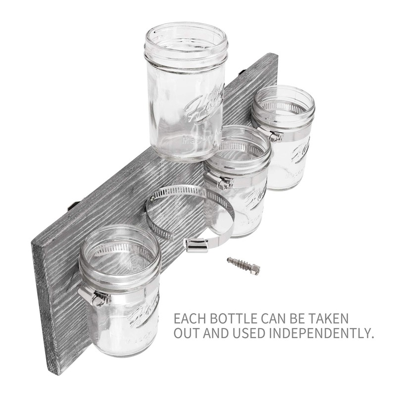 BeSuerte Rustic Antique Mason Jar Organizer Hanging Wall Holder for