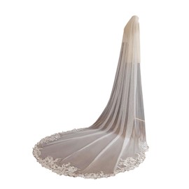 AiberLisha Chapel Length 90inch Lace Wedding Bridal Veil With Comb White