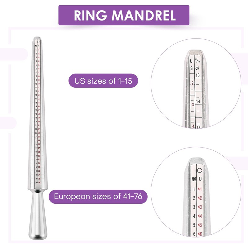 AMGSH Ring Mandrel Sizer Tool with Metal Mandrel Finger Sizing
