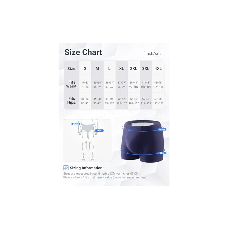 FAMI HELPER 3 Pcs Men's Incontinence Pants Incontinence Boxer Brief