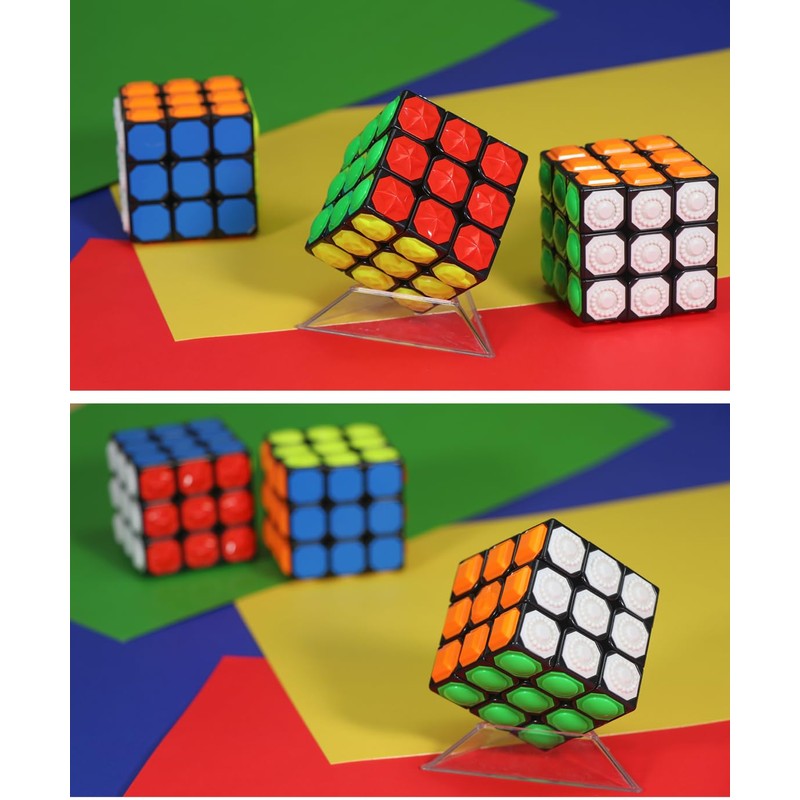 Willking 3X3x3 Magic Cube Tactile Cube for Blind 3D Embossed