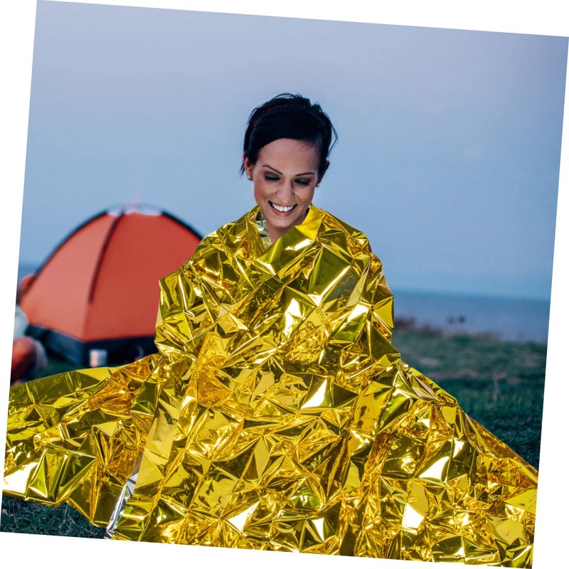 WOONEKY 6pcs Emergency Survival Blanket Lightweight Thermal Blankets for Camping