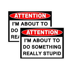 2Pack Warning Stupid Decal Self Adhesive Funny Sticker for ‌Car Truck Window Bumper