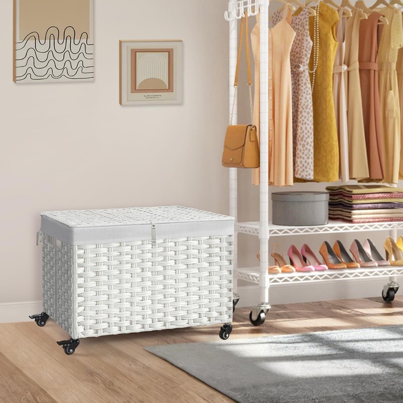 Rolling Storage Basket with Lid, 47.6 Gallon (180L) Storage Bin