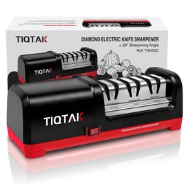 Electric Knife Sharpener,Professional kitchen knife sharpener,Diamond abrasive and precision Angle guide 3 stage slot home sharpener,Sharpening and Polishing, Red