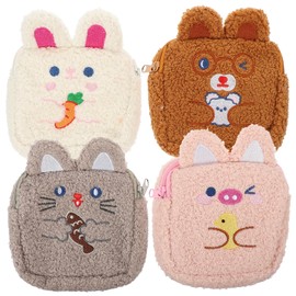 KOMBIUDA 4pcs Adorable Bags for Women Capacity Nursing Mat Tampon Storage Pouches Cute Cartoon Design for Period Essentials Lipsticks Random Style