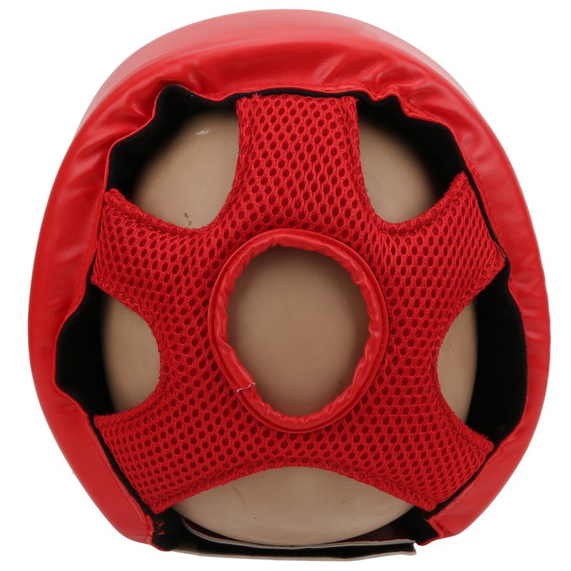 Boxing Helmet PU Leather Adjustable Head Guard Sanda Kickboxing Training