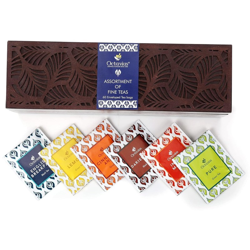 Octavius, Assorted Tea Sampler Gift Set (6 Flavors, 60 Tea