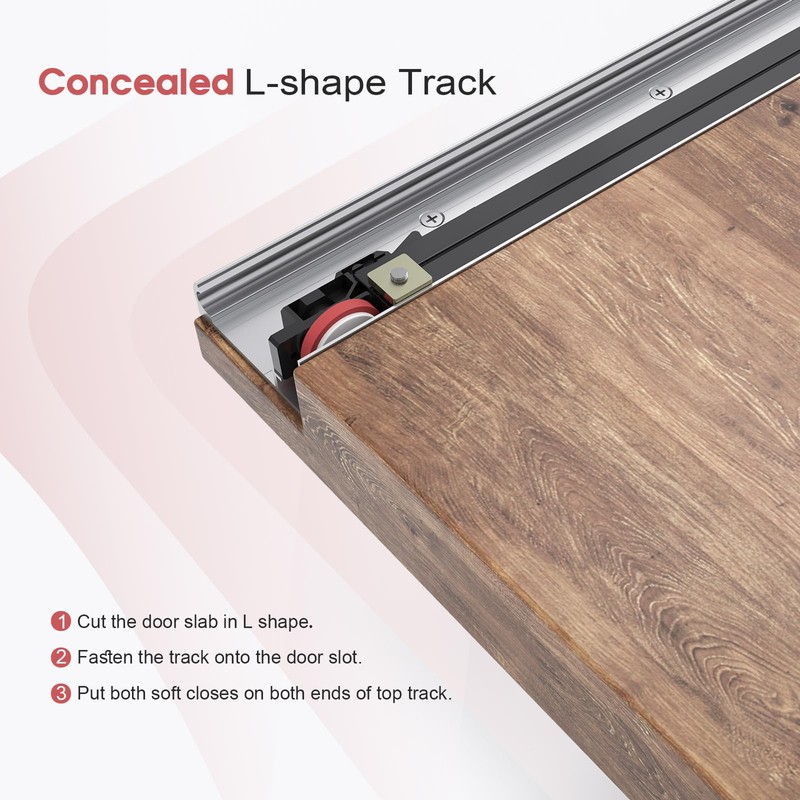 CEAKIAN 36" Concealed Sliding Barn Door Hardware Kit with Soft