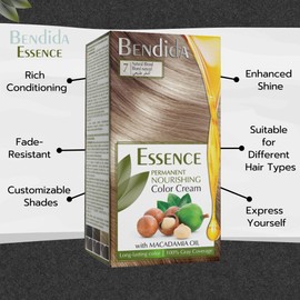 Bendida Permanent Hair Colour - Hair Dye, Red, Brown, Matted Blonde, Black, Ash Blonde, Hair Colours with Macadamia Oil, Hair Dye with Long-Lasting Colour 120 ml (3 Dark Chestnut Brown)